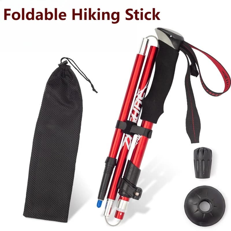 Bastone da trekking pieghevole portatile Bastoncini da trekking pieghevoli ultra corti leggeri e regolabili per viaggi all'aperto, camminare, arrampicata