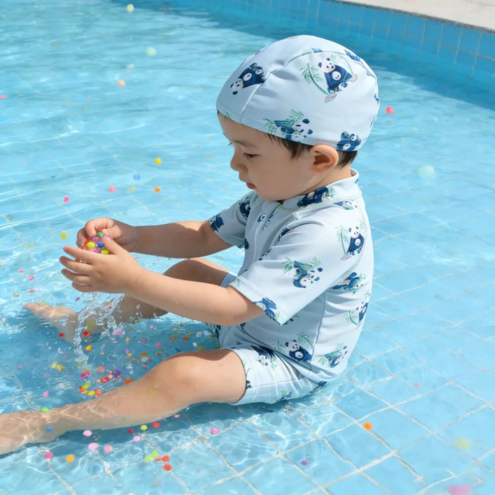EezKoala Costume da bagno per neonati e bambini da 0 a 4 anni, maschio e femmina, + 1 cappello con stampa estiva, costume da bagno per bambini, per spiaggia e surf