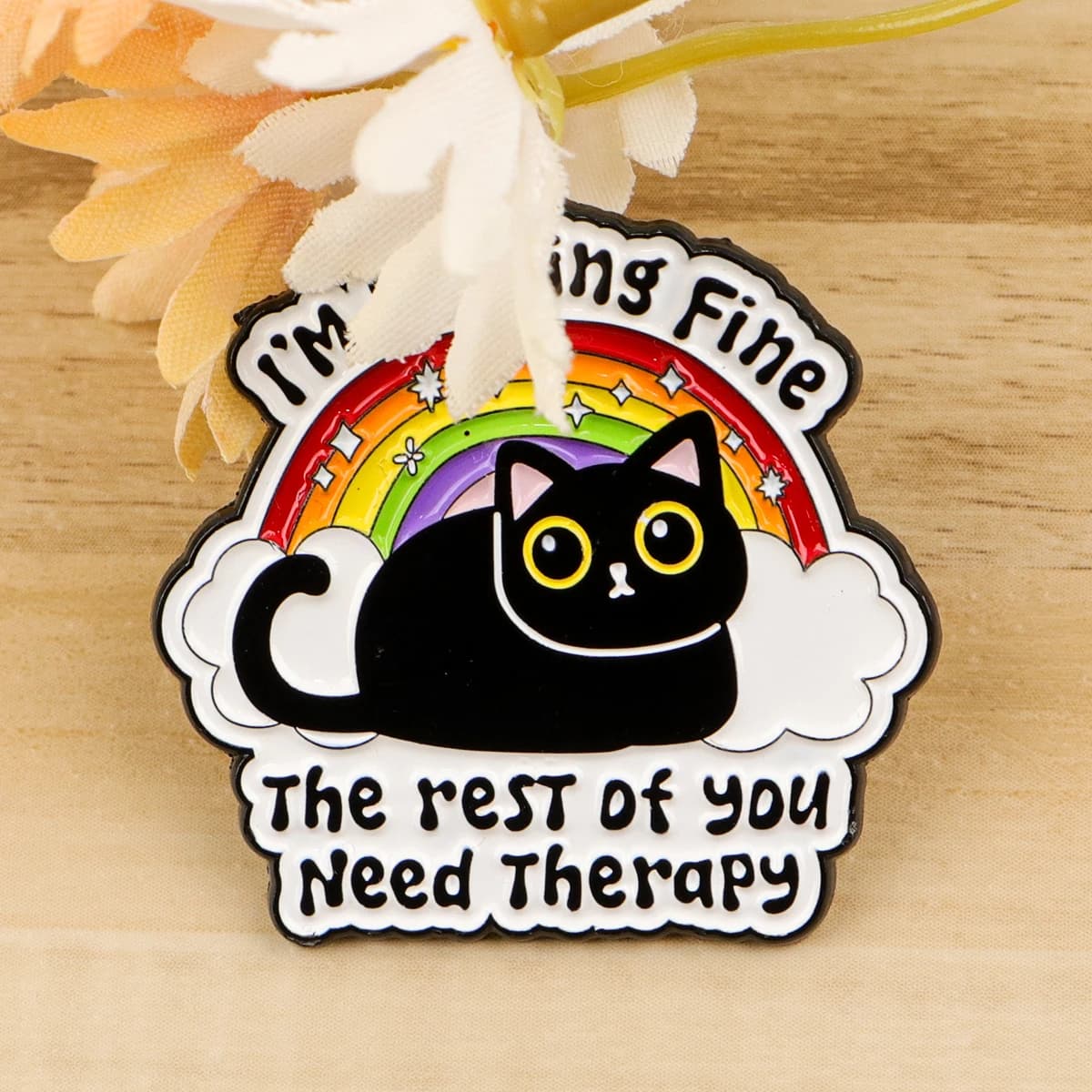 Simpatico gatto nero smalto spilla arcobaleno citazione distintivi sullo zaino spille per le donne cappello spille accessori cosplay giocattoli regali