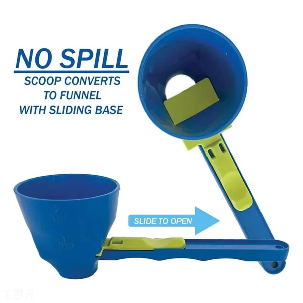 Funnel for spoon for powdered protein: measuring instrument without spills, perfect for baby formula, training drinks and refills without disorder!