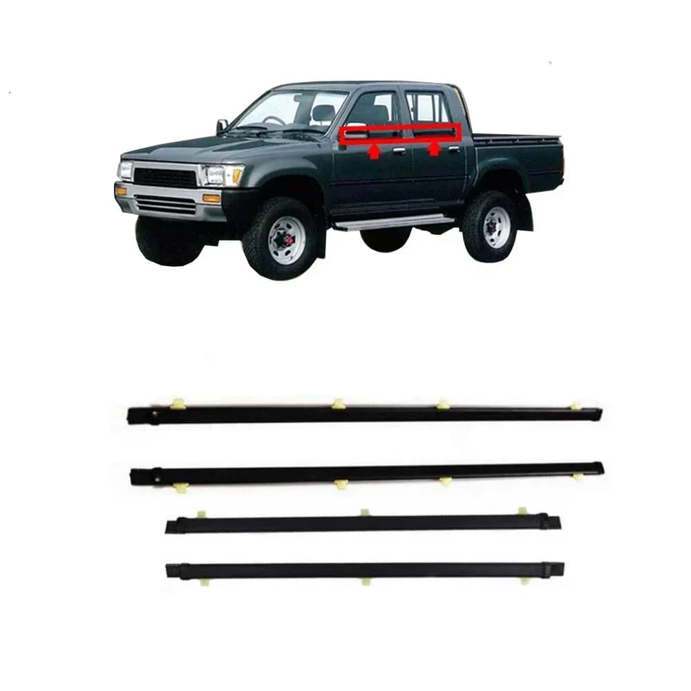 4 Pcs Weatherstrip Moulding Window Belt for Toyota Hilux 5th Gen 1989-1996 4 Door 68160-89114 for 4runner 75cm N80 N90 N100 N110