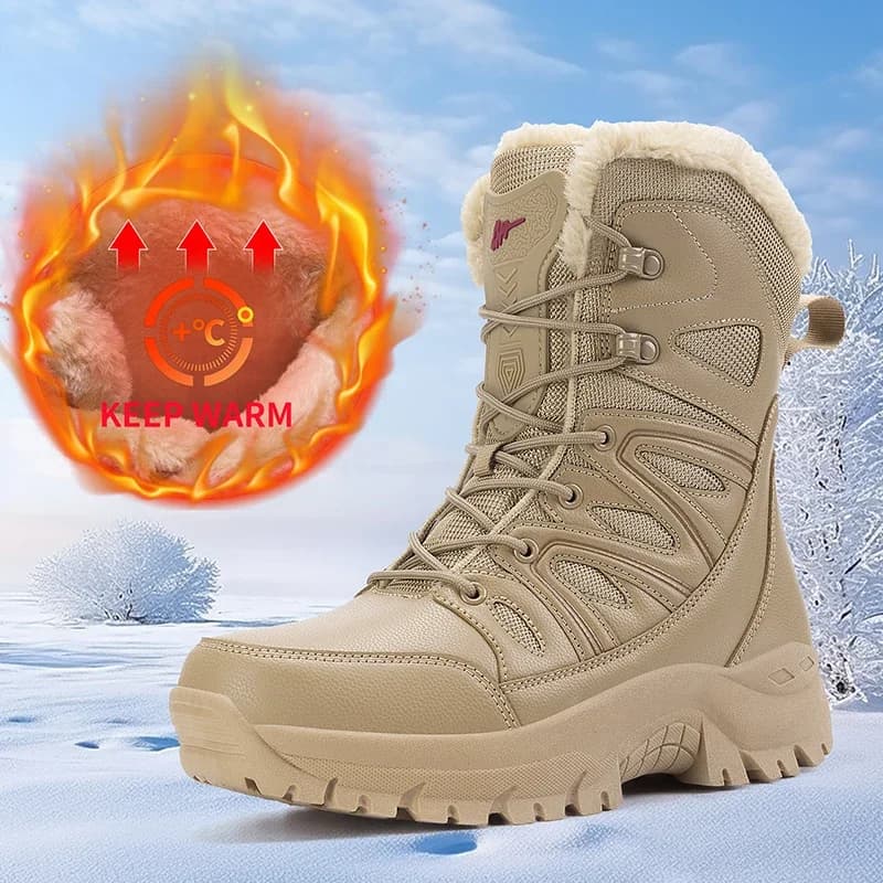 Winter Men Snow Boots Plush Warm Men Hiking Boots High Quality Waterproof Leather Men's Boots Autumn Outdoor Cotton Boots