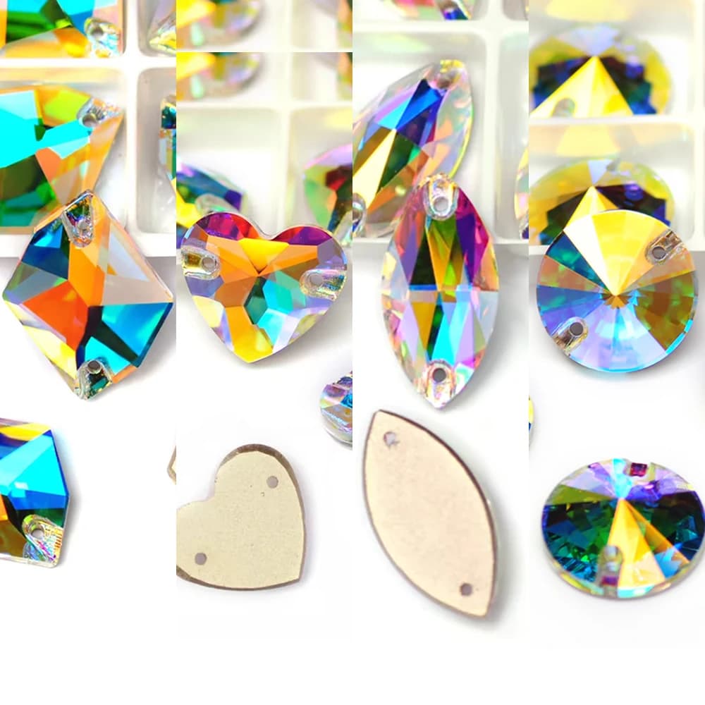 PUBRILEX Wholesale K9 Glass Sew On Rhinestones DIY Needlework Sewing Crystal AB Flatback Stone For Clothes Garment Wedding Dress