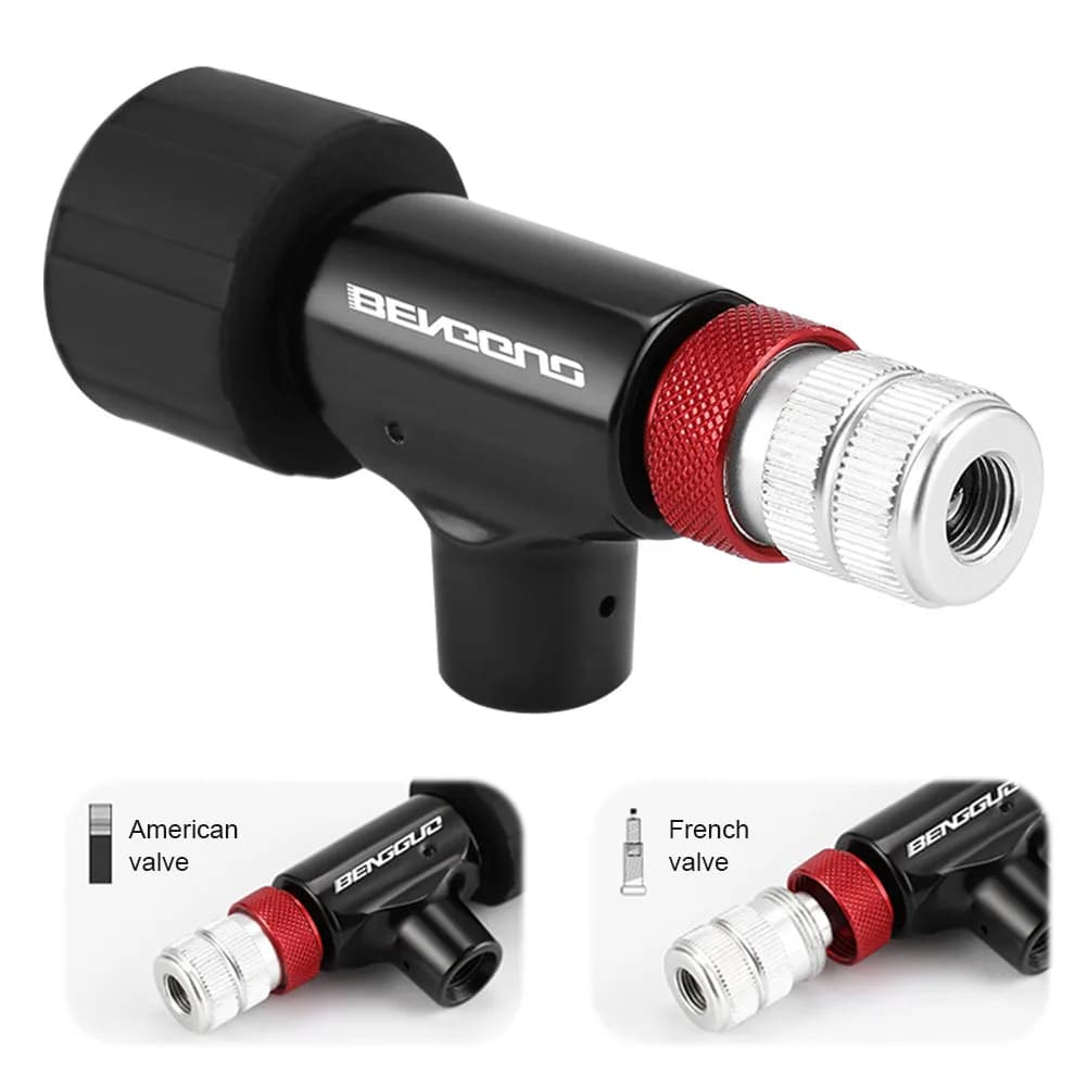 Testa di Pompa CO2 Gonfiabile Rapida per Bicicletta, Resistente all'Usura, in Alluminio, Valvole di Gonfiaggio per Riparazioni e Accessori Ciclistici