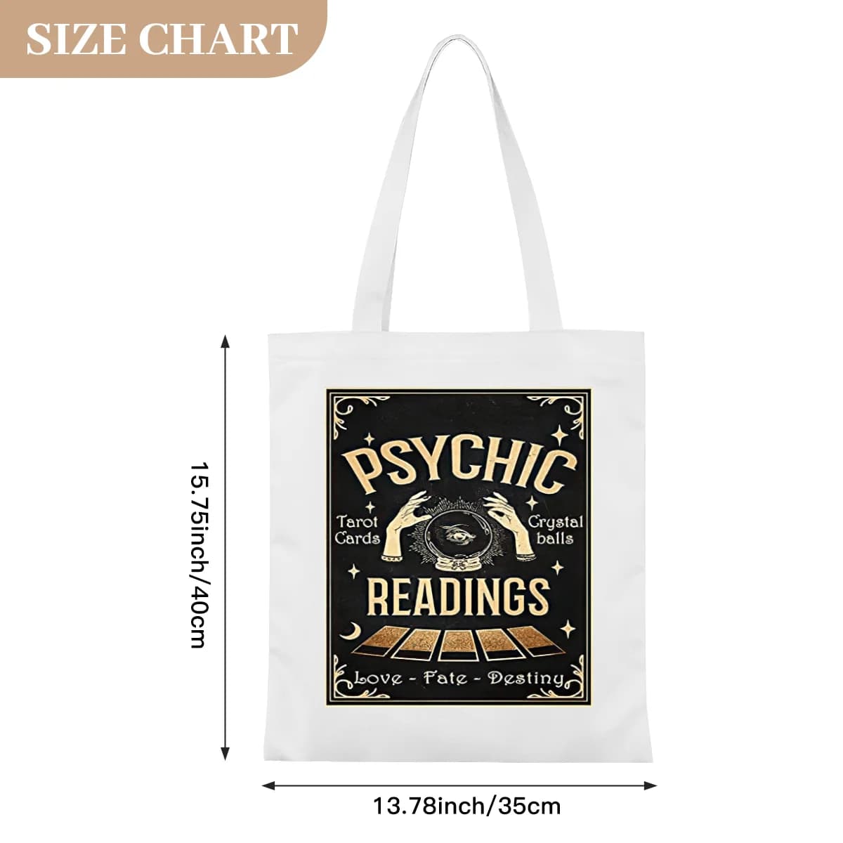 Canvas Tote Bag Psychic Reading Tarot Crystal Ball Halloween Gift For Adults
