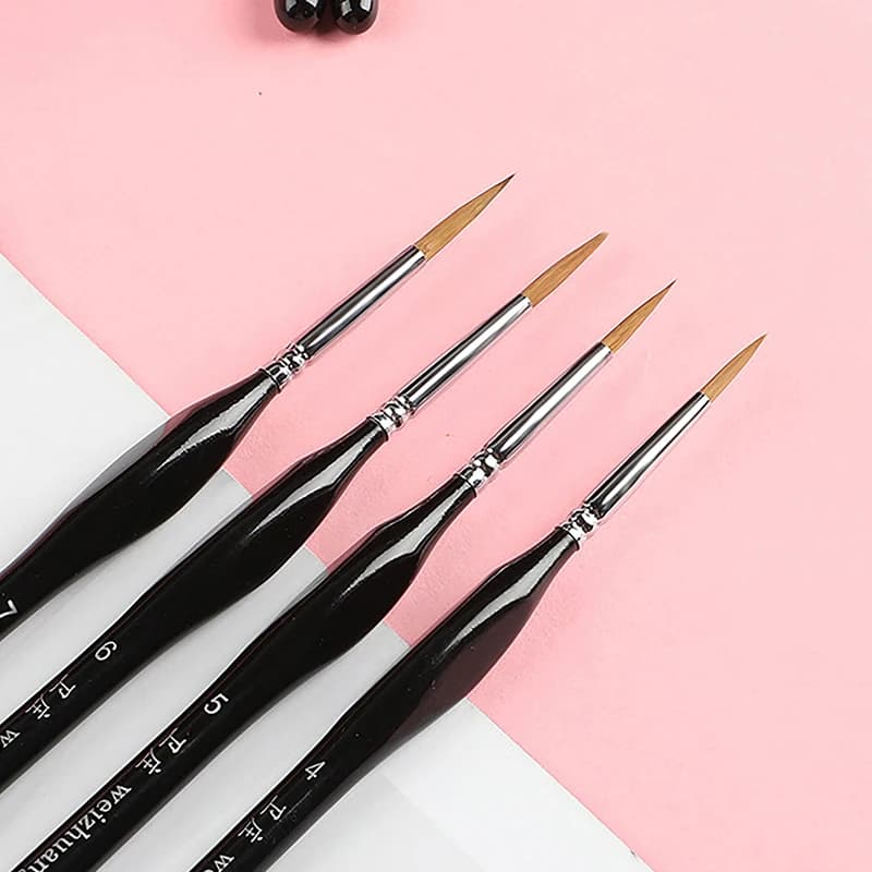 5Pcs Precision Fine Tip 00000 Paint Brush Set For Acrylic Models Mini Miniature Detail Nylon Hair Thin Extra Fine Paintbrushes