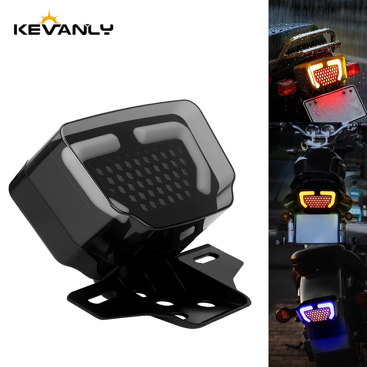 Motorcycle Integrated Rear Tail Light Turn Signal Brake Stop License Lamp Dual Color Strobe Indicator For Cafe Racer Dirt Bike