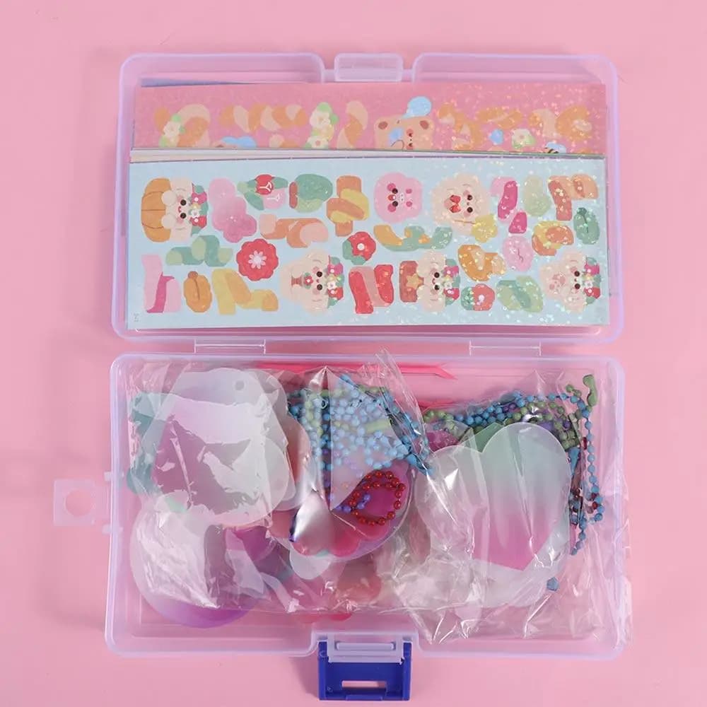 Material Handbook Full Set Scrapbooking DIY Keyring DIY Handbook Material Sticker Guka Sticker Set DIY Keychain Making Kit