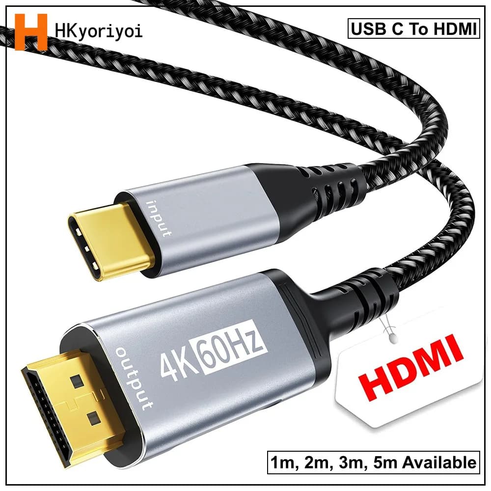 USB C to HDMI Cable 4K@60Hz Compatible With Thunderbolt 4/3 Screen Mirroring to TV For MacBook For iPhone 15/16/17 For iPad Pro
