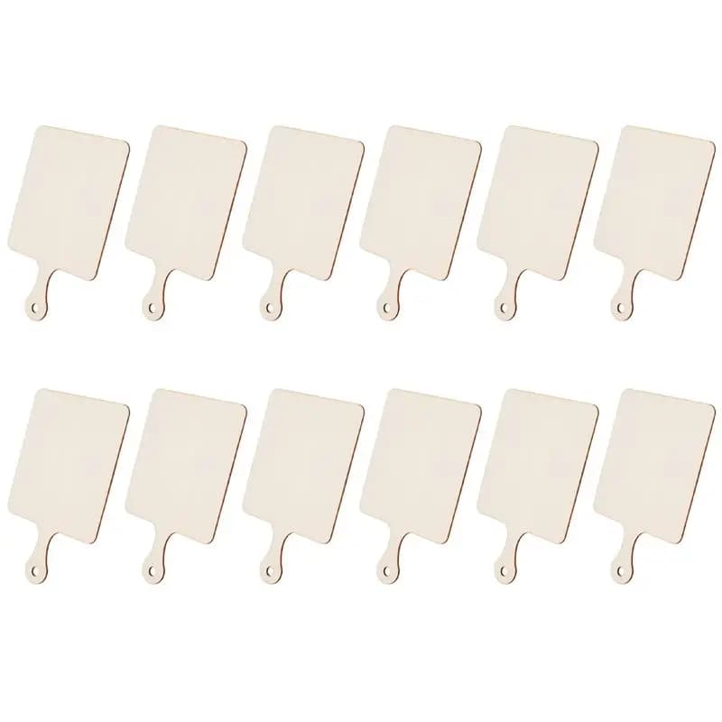 A02M-12Pcs Blank Mini Wooden Cutting Boards With Handle Small Cutting Board DIY Home Kitchen Cooking Vegetable Decor