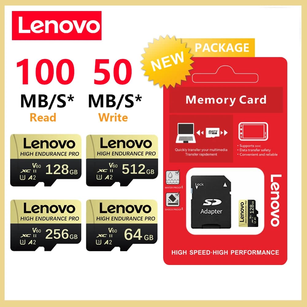 Lenovo 512GB Extreme pro Micro SD Card V60 U3 High Speed TF Flash Memory Card for Nintendo Switch DJI Drone 256GB 128GB