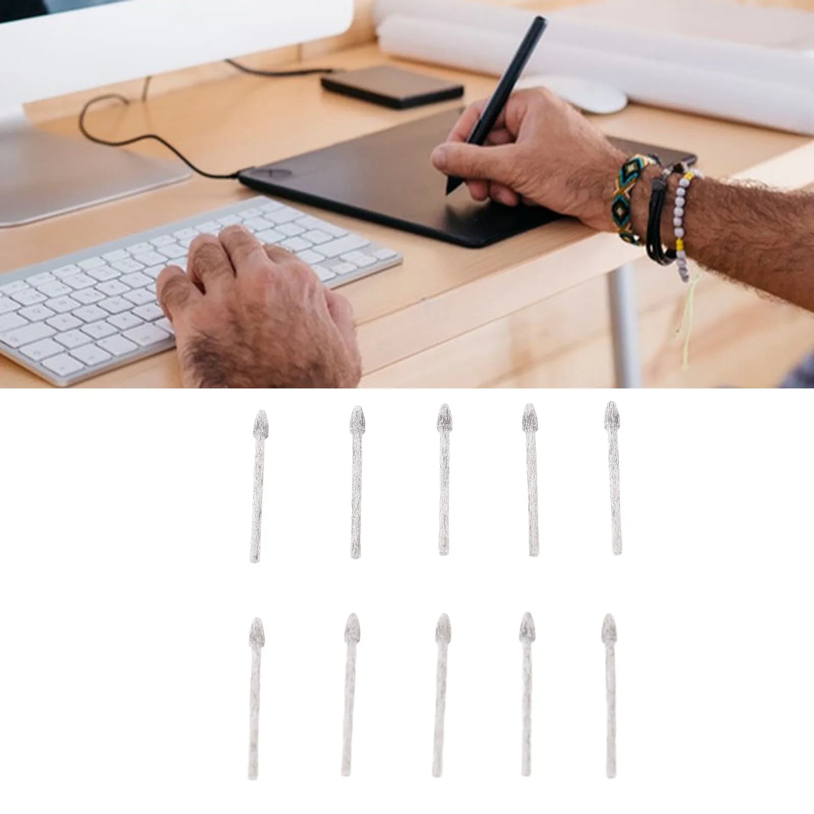 10PCS Penna Stilo Pennini in feltro Punte di ricambio per penna tablet in acciaio inossidabile per Kamvas 12 13 22 22 Plus Pro 16 Plus 4K Pro24 4K