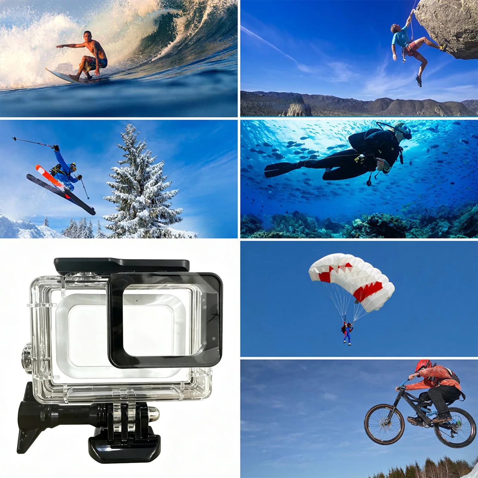 148FT/45M Waterproof Housing Leakproof Camera Protect Case Action Cameras Cover for 5/6/7 Action Camera Accessories