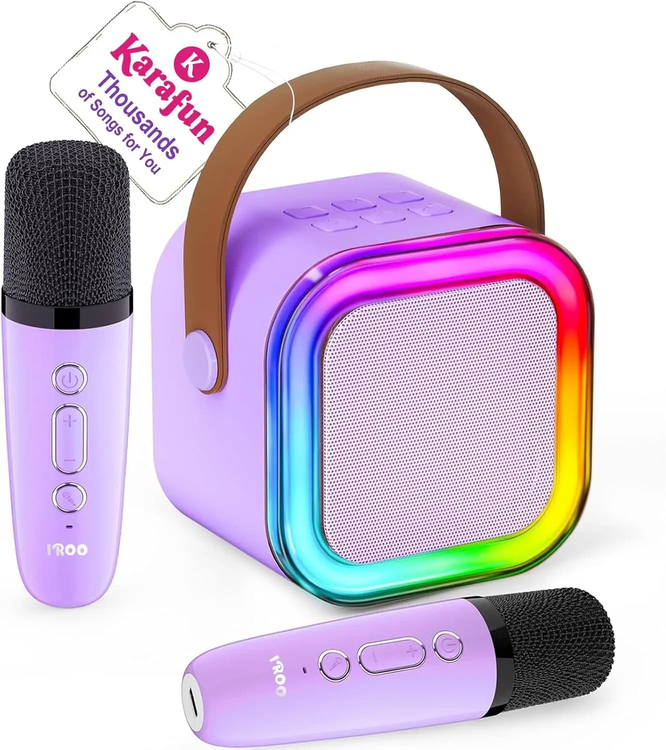 Mini Karaoke per Bambini con 2 Microfoni Wireless, Lettore MP3 Portatile per Bambini dai 4 ai 12+ Anni, Regalo di Pasqua e Compleanno