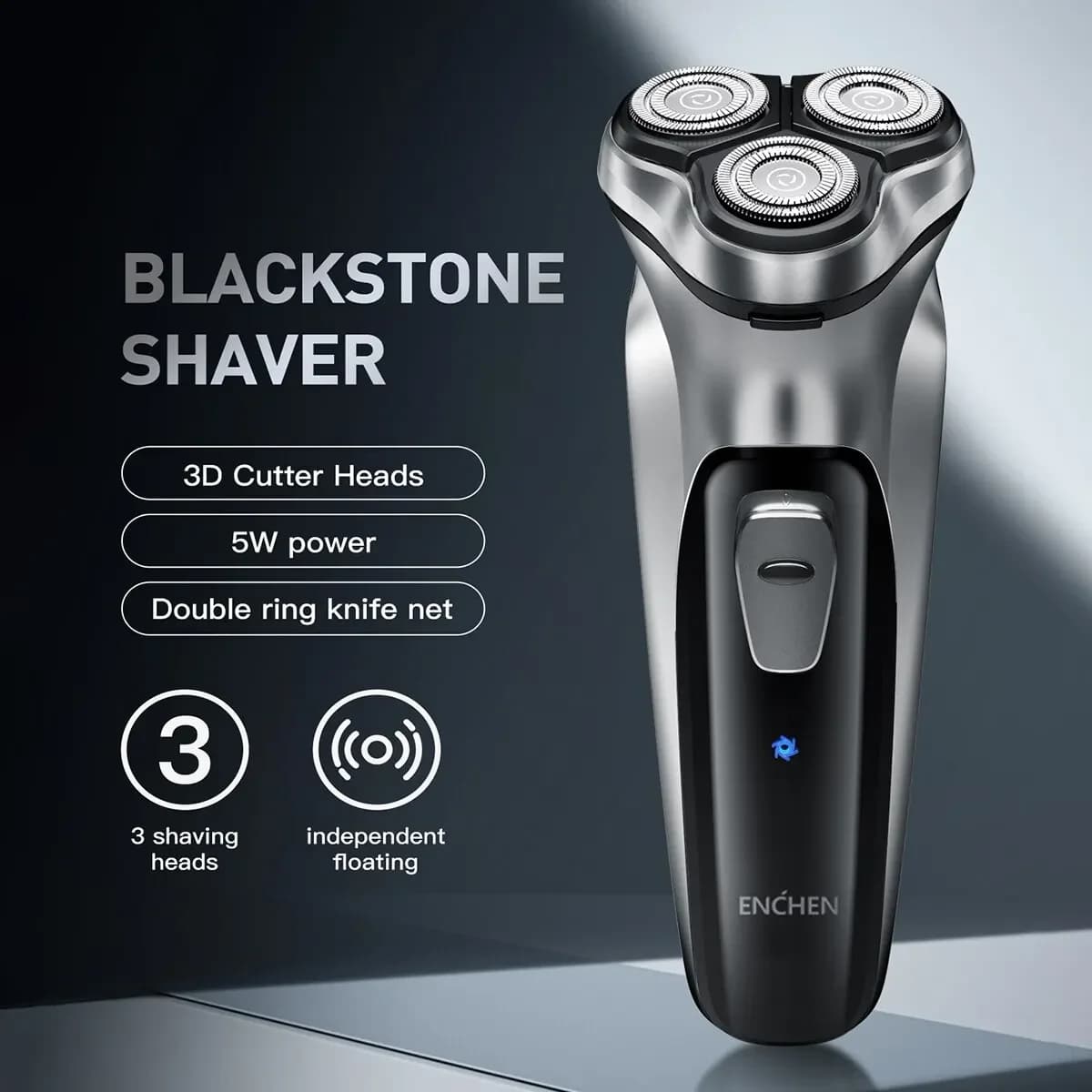 ENCHEN Electric Rotating Shaver Blackstone 3D Floating Blade Washable Type-C USB rechargeable beard beard