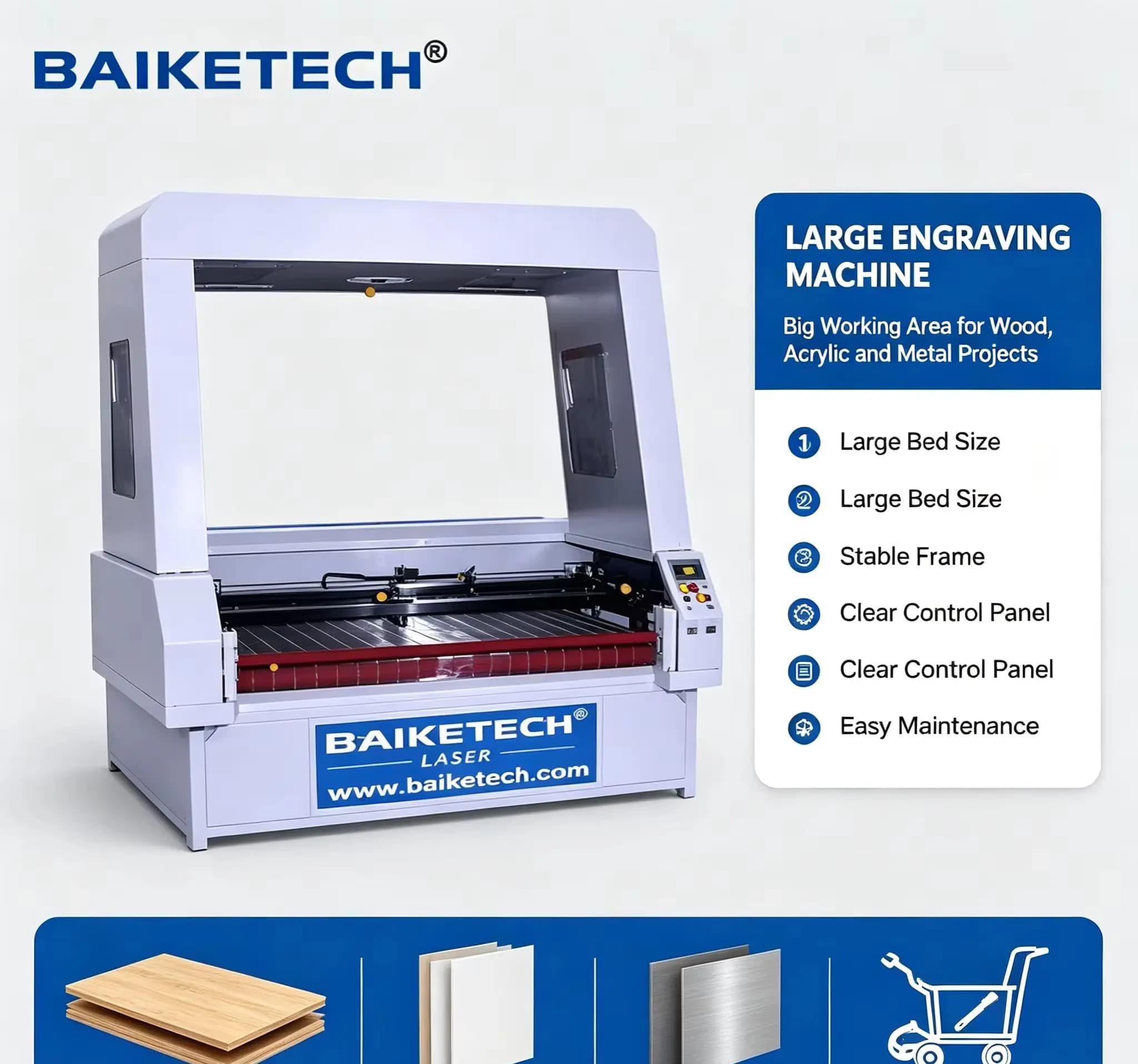 1810 CO2 Laser Engraver Cutter Machine TH‑K1810 CCD Camera Auto Feeding Rubber Roller 150W Customizable Ruida Panel Ind