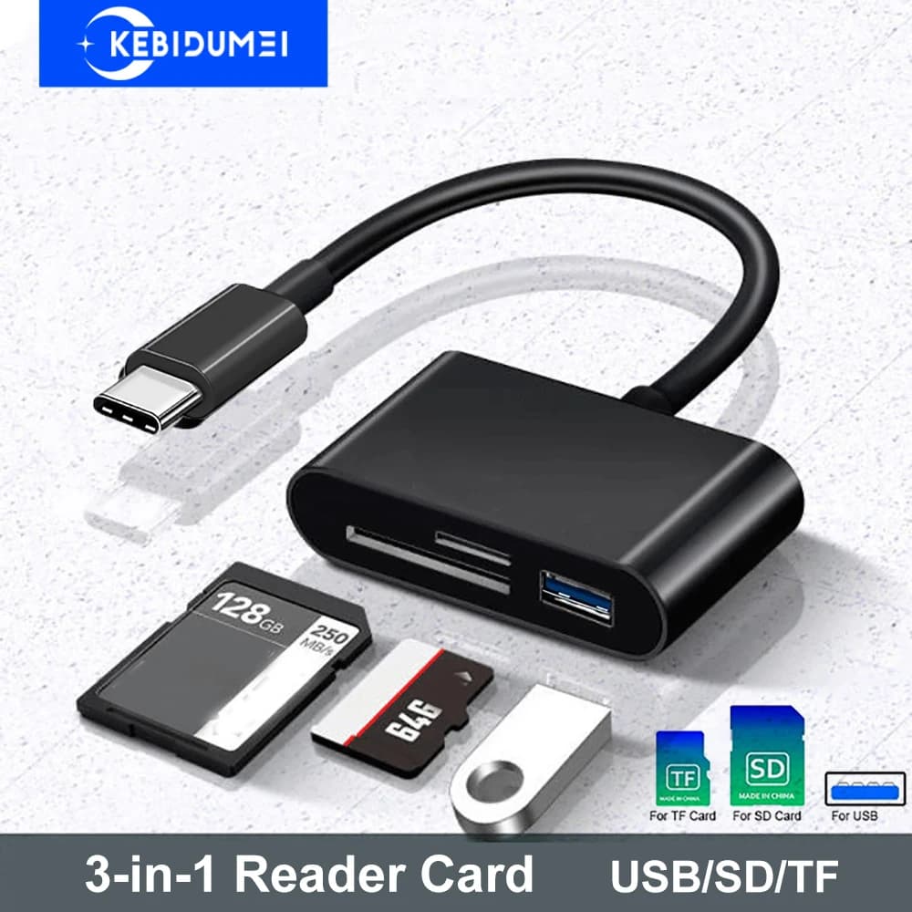 Hub 3 in 1 Lettore di schede di memoria USB SD TF Tipo C HUB Adattatore USB C Adattatore OTG Flash compatto per PC portatile MacBook