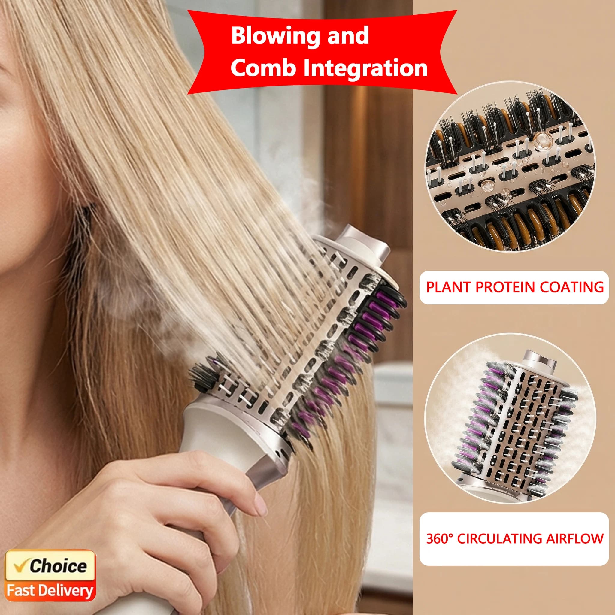 3 in 1 Styler Hair Brush Hair Plate Bigodino volumizing comb for all hair types Professional styling tool