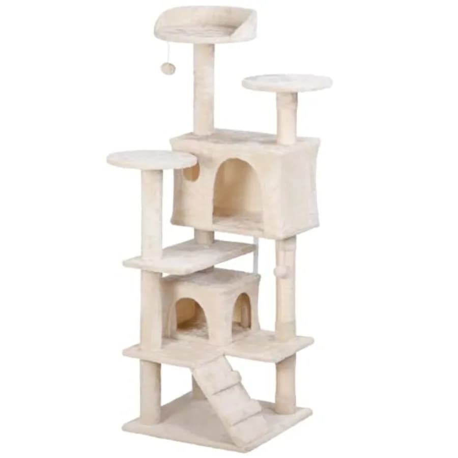 54 in Cat Tree Tower for Indoor Cats Multi-Level Cat Condo Cat Bed Furniture with Scratching Post Kittens Activity Center