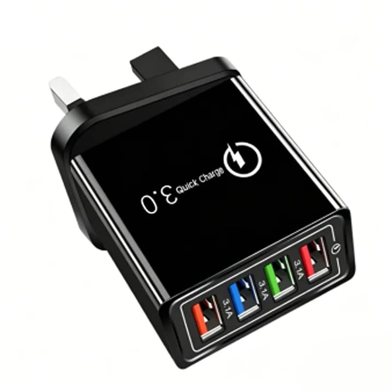 Hyper Charge Pro, Hub a 4 Porte con Ricarica Rapida 3.0, Controllo della Temperatura e Ricarica Veloce, Presa USB per Ricarica Rapida Standard EU/US/UK
