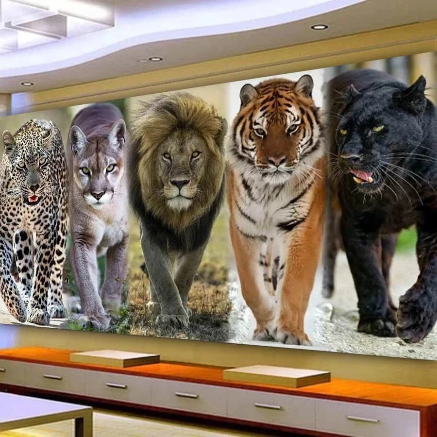 Tiger Leopard Lion Picture Large Size Diy Diamond Art Painting New Collection Animal Party Full Drill Mosaic Embroidery Kits