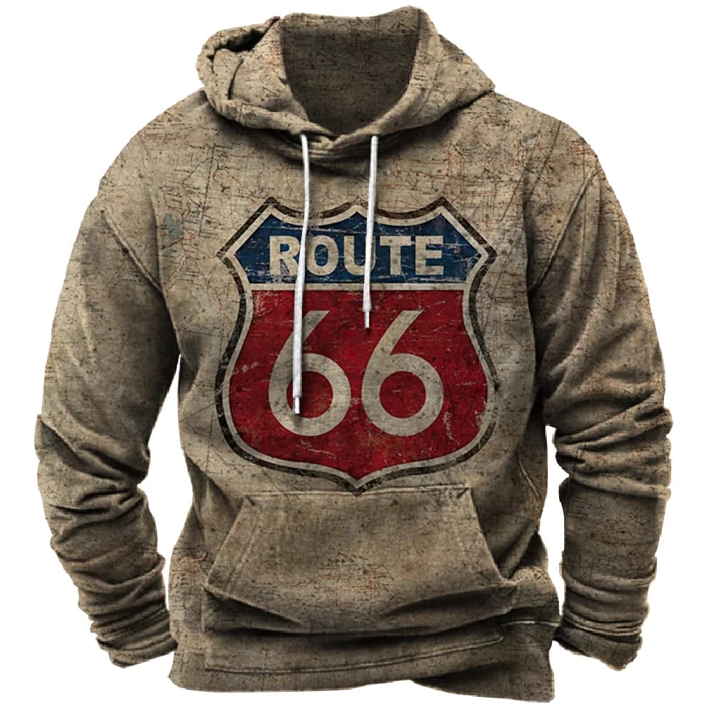 Felpa con cappuccio vintage Route 66 Felpe con stampa 3D Felpe moda Ragazzo Donna Felpe Tute da uomo Abbigliamento da uomo