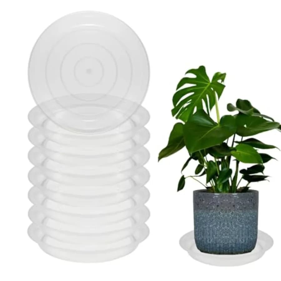 Set di 8 Sottovasi Rotondi da 20 Pollici per Vasi da Meno di 18 Pollici, Vassoi per Piante da Interno ed Esterno, Sottovasi in Plastica con Vassoio Raccogligocce