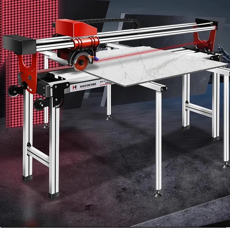 Tagliapiastrelle da tavolo multifunzionale completamente automatico Coltello a spinta manuale Getto d'acqua Pietra microcristallina Smussatrice da 45 gradi
