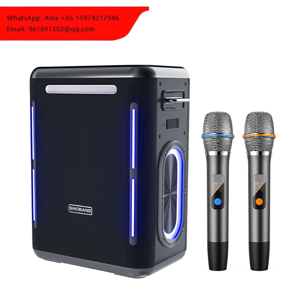 Portable Wireless PA System Karaoke Machine With Two RGB TWS Microphones USB Power Bank Remote Control For Home Use