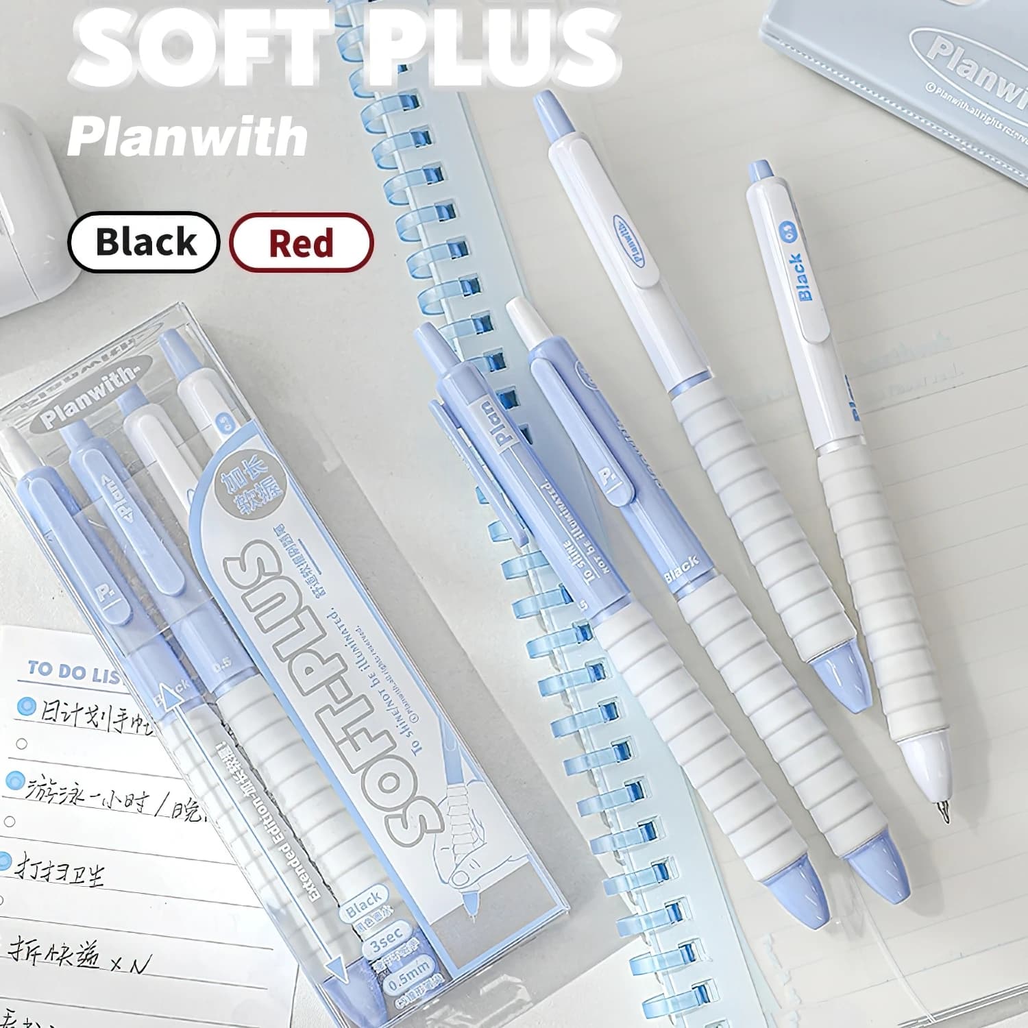 4pcs Soft-plus penne Gel Easy Grip 3sec inchiostro di colore nero e rosso ad asciugatura rapida 0.5mm a sfera per scrivere disegno F7700