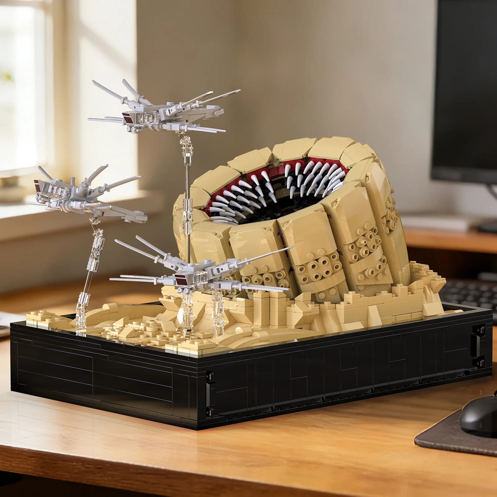 Set di Costruzioni Giganti da 1488 Pezzi: Modello di Creatura Sandworm, Scena d'Attacco, Decorazione da Scrivania, Giocattolo Educativo Fai-da-Te, Regalo per Bambini