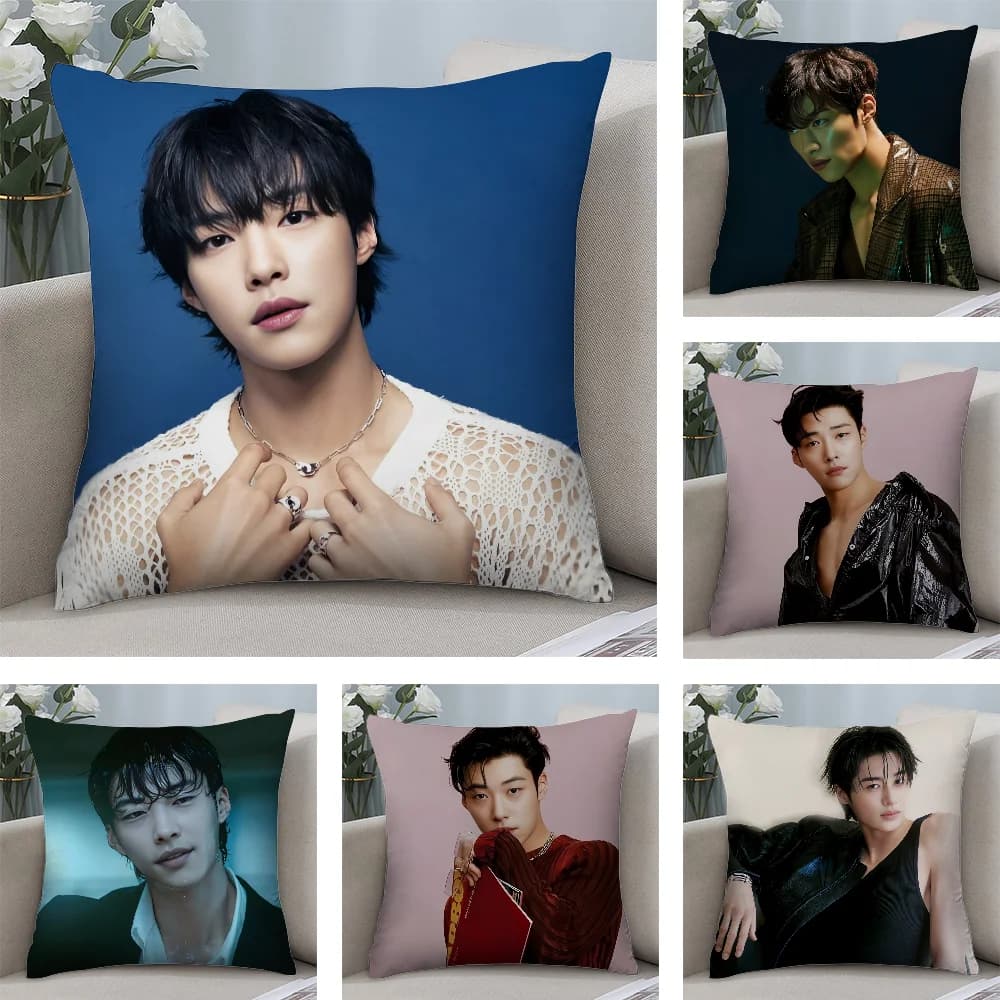 W-Woo Do H-Hwan Pillow Federa Short Leather Sofa Decorative Gift Sheet with Front-Retro Printing for Home