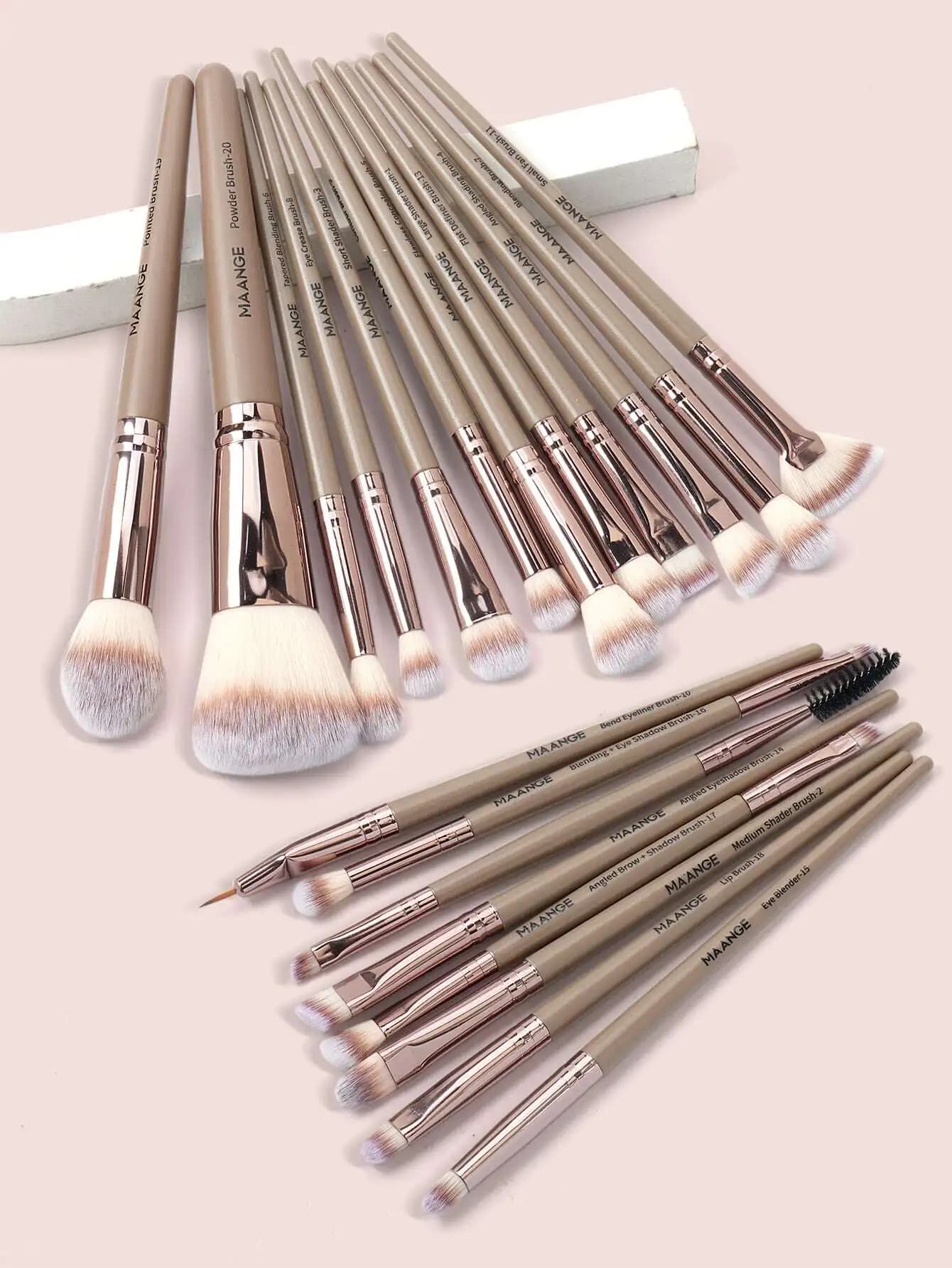 Set di pennelli per trucco professionale da 20/21 pezzi, setole morbide, portatile, include pennello per fondotinta, pennello per ombretto, pennello per sopracciglia, pennello per correttore, pennello per contorno, set di pennelli per trucco da viaggio, set di pennelli per trucco, kit di pennelli per trucco, strumenti completi per il trucco, trucco