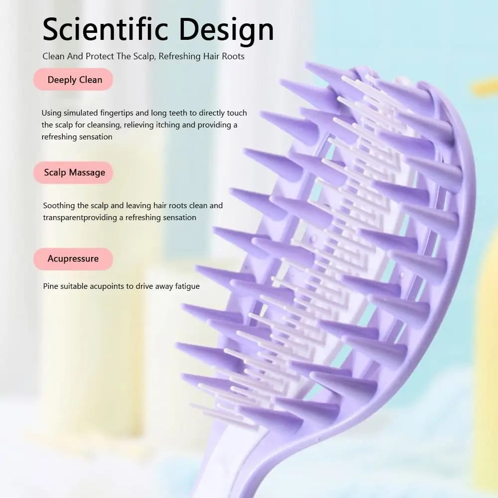 Massage comb 2 in 1 in Plastic Pink Purple, Steaked Leather Massage Combs, Steering Combs, Hair Straight Combs, for Washing Hair