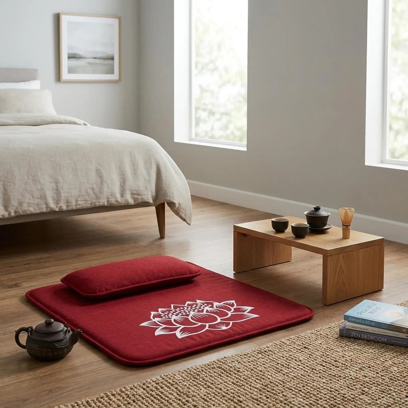 Meditation Cushion Breathable Linen Floor Pad Large Sponge Square for Yoga Practice Relaxation