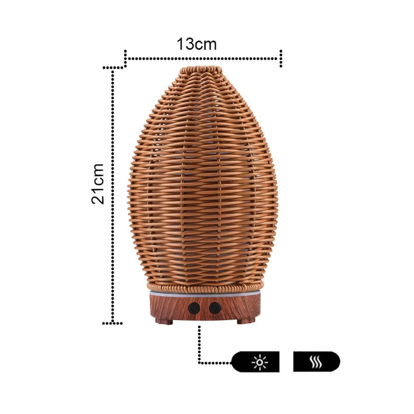Umidificatore Essenziale Premium in Rattan da 200ML, Profumatore per Ambienti con Luce Cambiante e Spegnimento Automatico