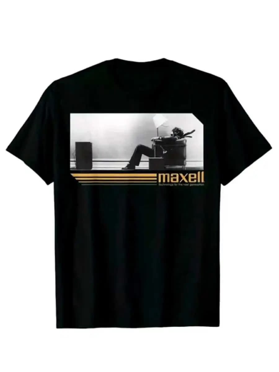 T-shirt Vintage da Uomo con Grafica MAXWELL e Strisce Dorate, Stile Bohemien, Morbida e Traspirante