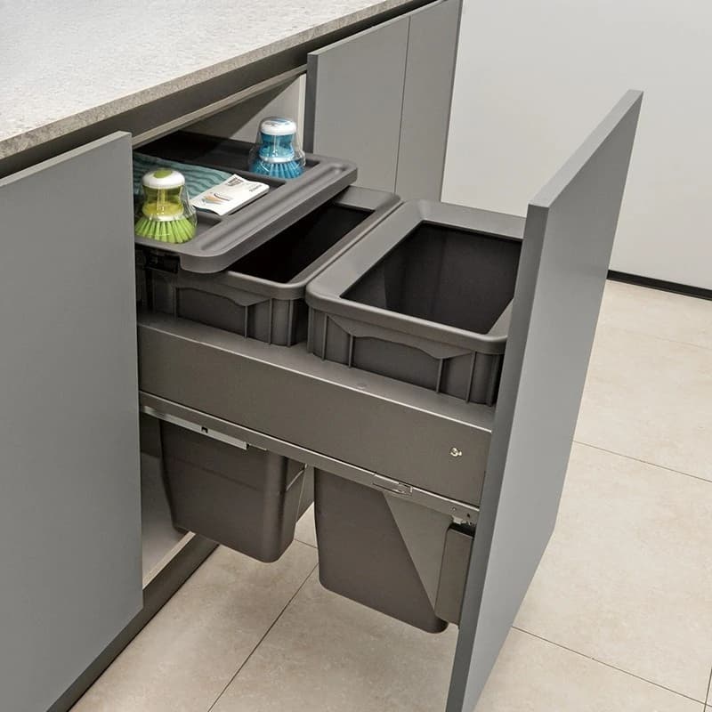 Hidden kitchen trash can, double bucket luxury built-in large capacity, drawer type
