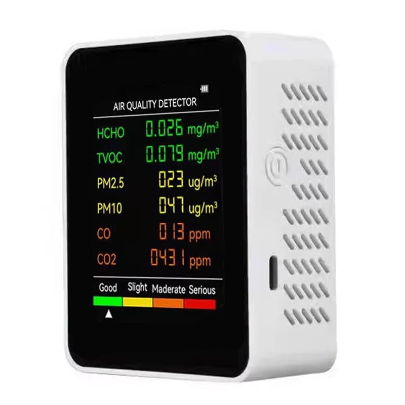 6 In 1 PM2.5 PM10 HCHO TVOC CO CO2 Air Quality Detector CO CO2 Formaldehyde Monitor Home Office Air Quality Tester