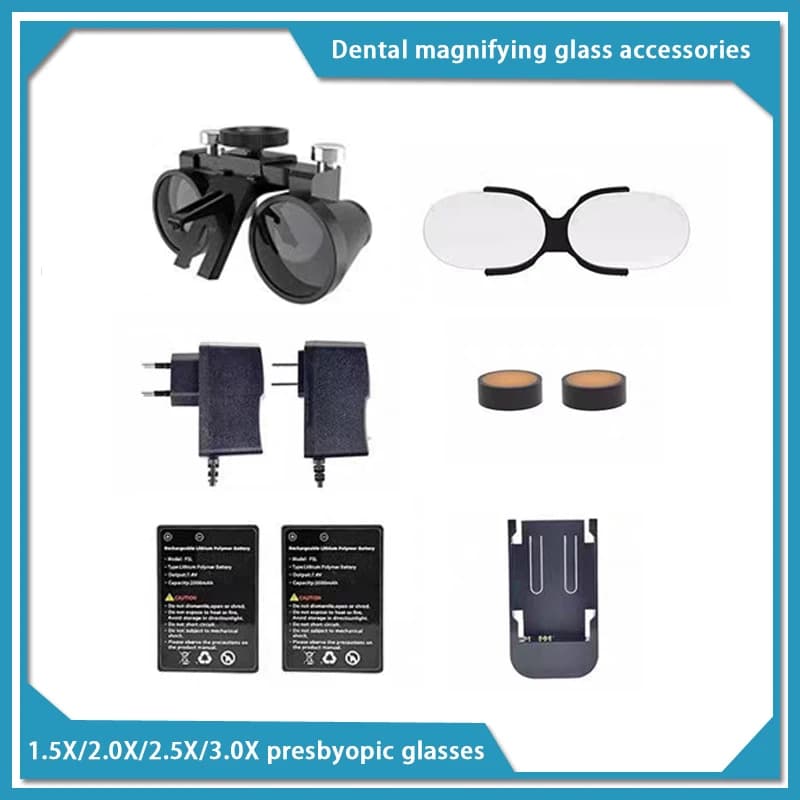 Dental accessories spare parts lithium battery LED headlight binocular glasses 2.5X/3.5X 5W surgical lighthouse dental magnifying glass