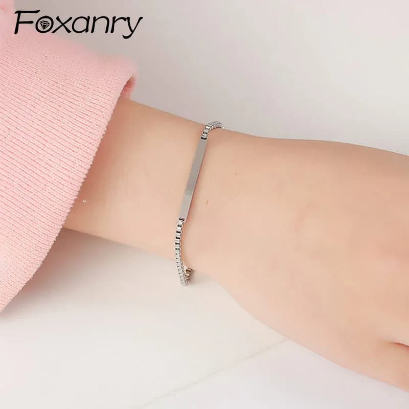 Bracciale Foxanry per donne e coppie, nuovo design alla moda con catena a maglie rettangolari, accessori per gioielli per anniversario, regalo.