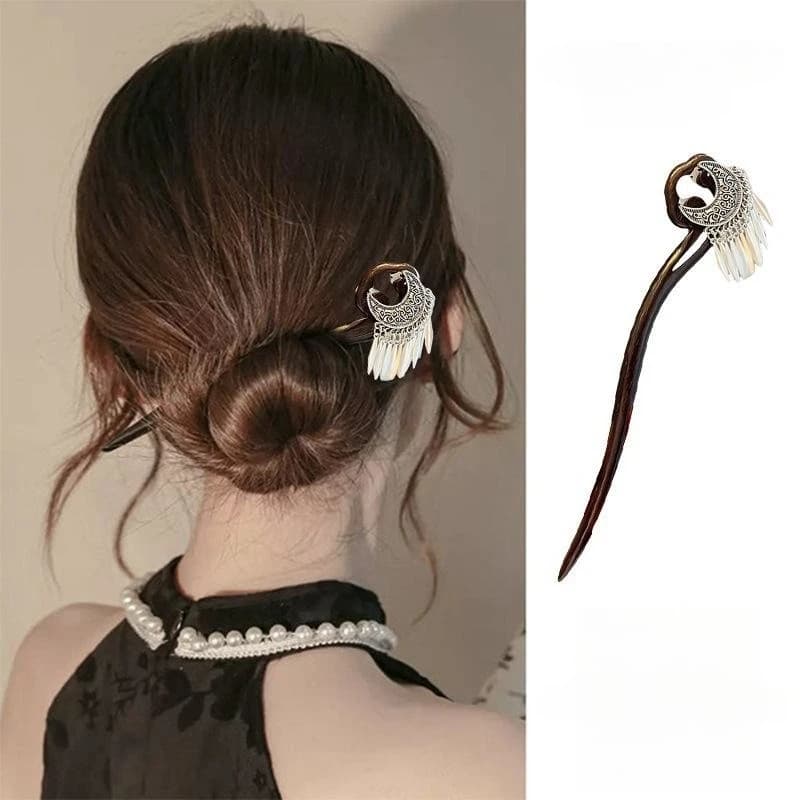 New Chinese ancient style elegant retro hairpin, tassel hair stick, fashionable headwear for girls, hair clip, durable hair accessory, high-quality gift, 1PC