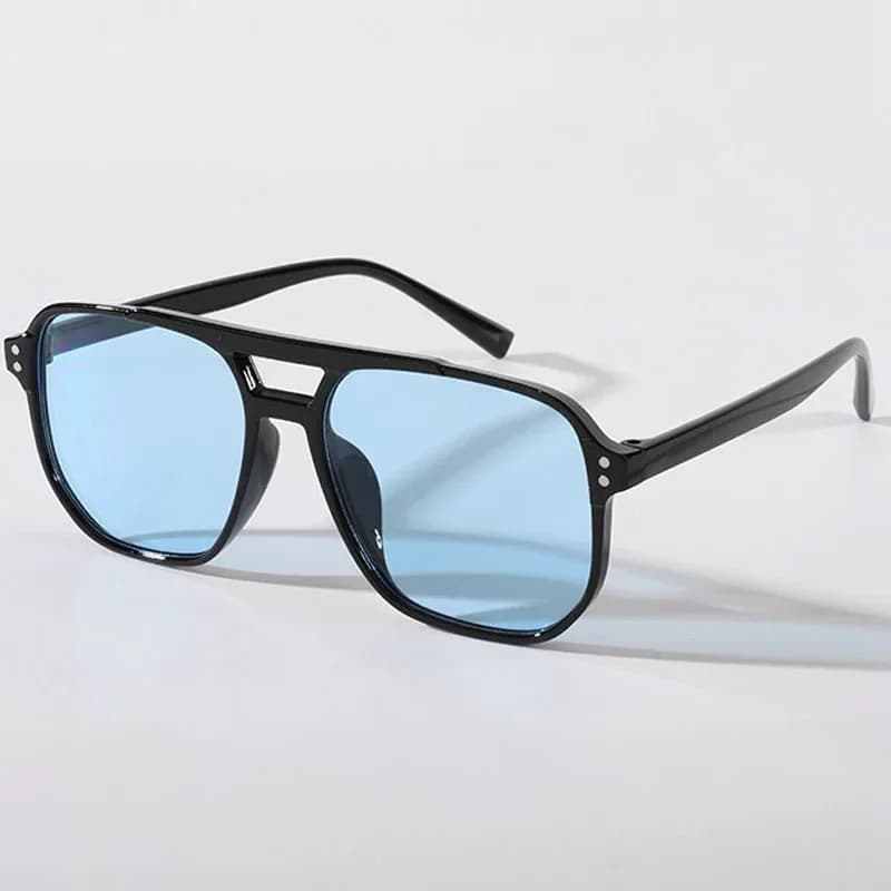 Women Men Square Sun Glasses Retro Polygon Sunglasses Female Black Vintage Fashion Ladies Sunglasses Double Beam Eyeglasses 2000
