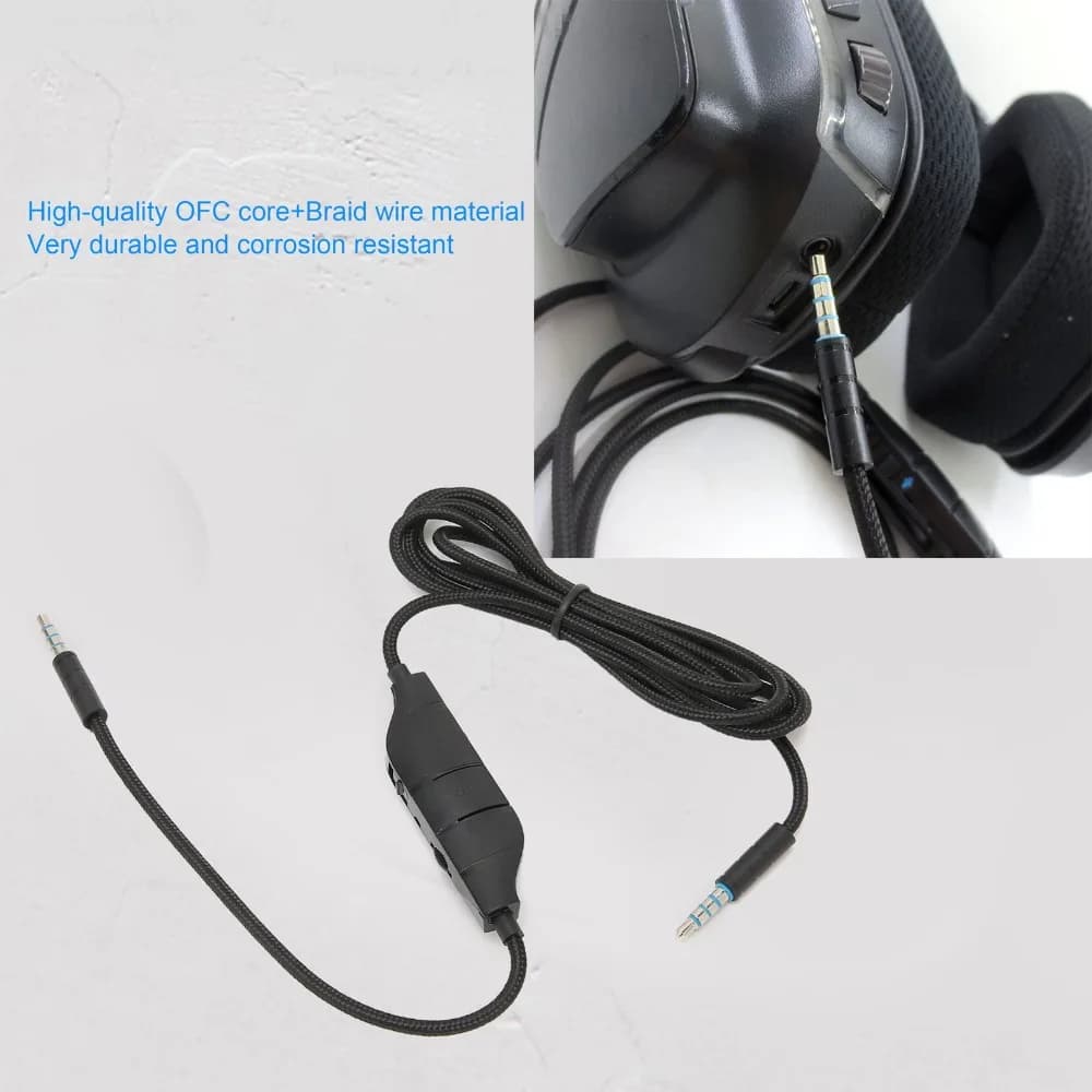 Cavo per Cuffie da Gaming da 3,5mm a 3,5mm con Controllo Volume e Microfono, Cavo Audio per Logitech G633/G635/G933/G935