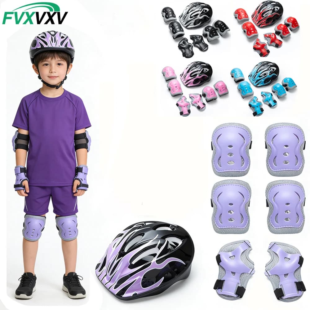 Set di Casco e Protezioni per Bambini da 3-10 Anni, Casco da Bici Regolabile con Protezioni per Ginocchia, Gomiti e Polsi per Skateboard