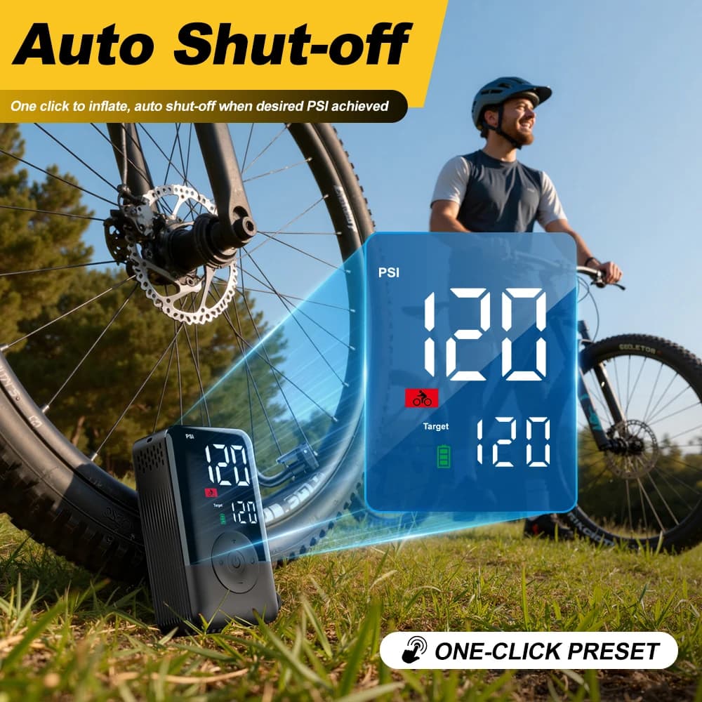 Compressore d'Aria Digitale Portatile Wireless Carsun, Gonfiatore Rapido Ricaricabile per Bici e Uso Quotidiano all'Aperto