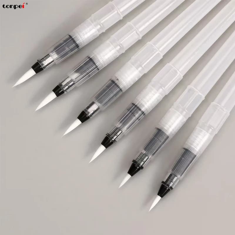 3/6pcs Watercolor Brush Set With White Nylon Hair Calligraphy Pen Art Markers And Water Storage Function, Art Painting Tool Kit