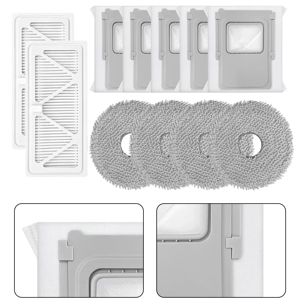 Kit di ricambio con panno filtrante, sacchetto raccoglipolvere e spazzola laterale per robot aspirapolvere DJI e per serie ROMO S A P