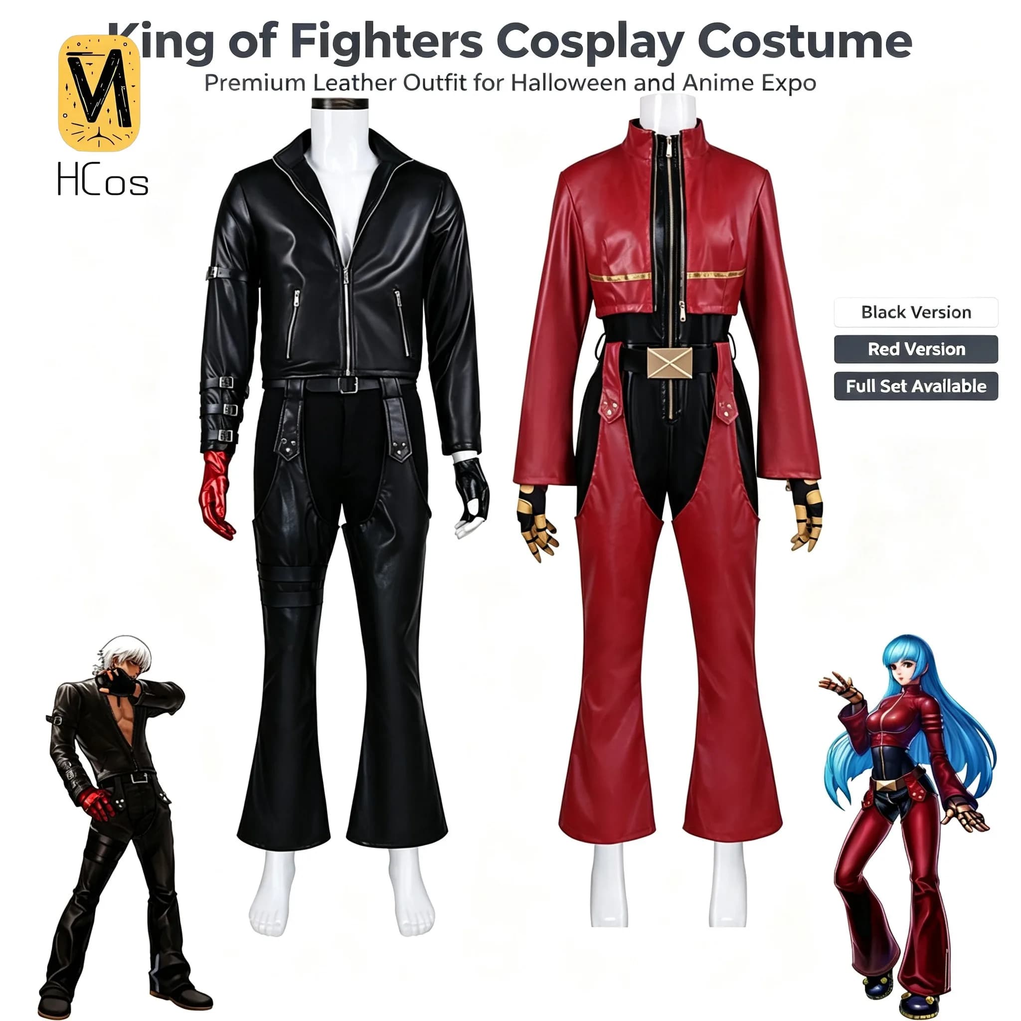 Handmade Cos Outfit: The King of Fighters Kula Diamond Cosplay Costume Full Set Leather Jacket Outfit Hallowen Play Role Clothes