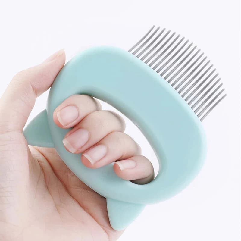 1pc Spazzola per toelettatura e massaggio PetCat con manico a forma di conchiglia, strumento per la rimozione dei peli di cani e gatti, per la pulizia degli animali domestici